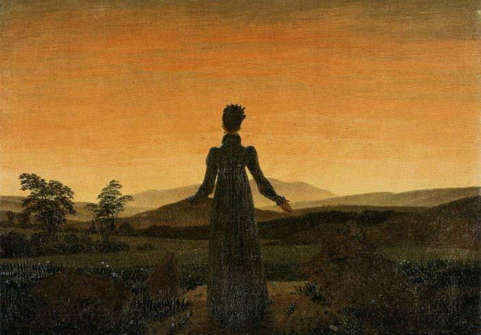 Caspar David Friedrich Woman before the Rising Sun Norge oil painting art